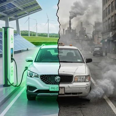 Comparison table of Electric Cab vs Diesel Taxi pricing and comfort
